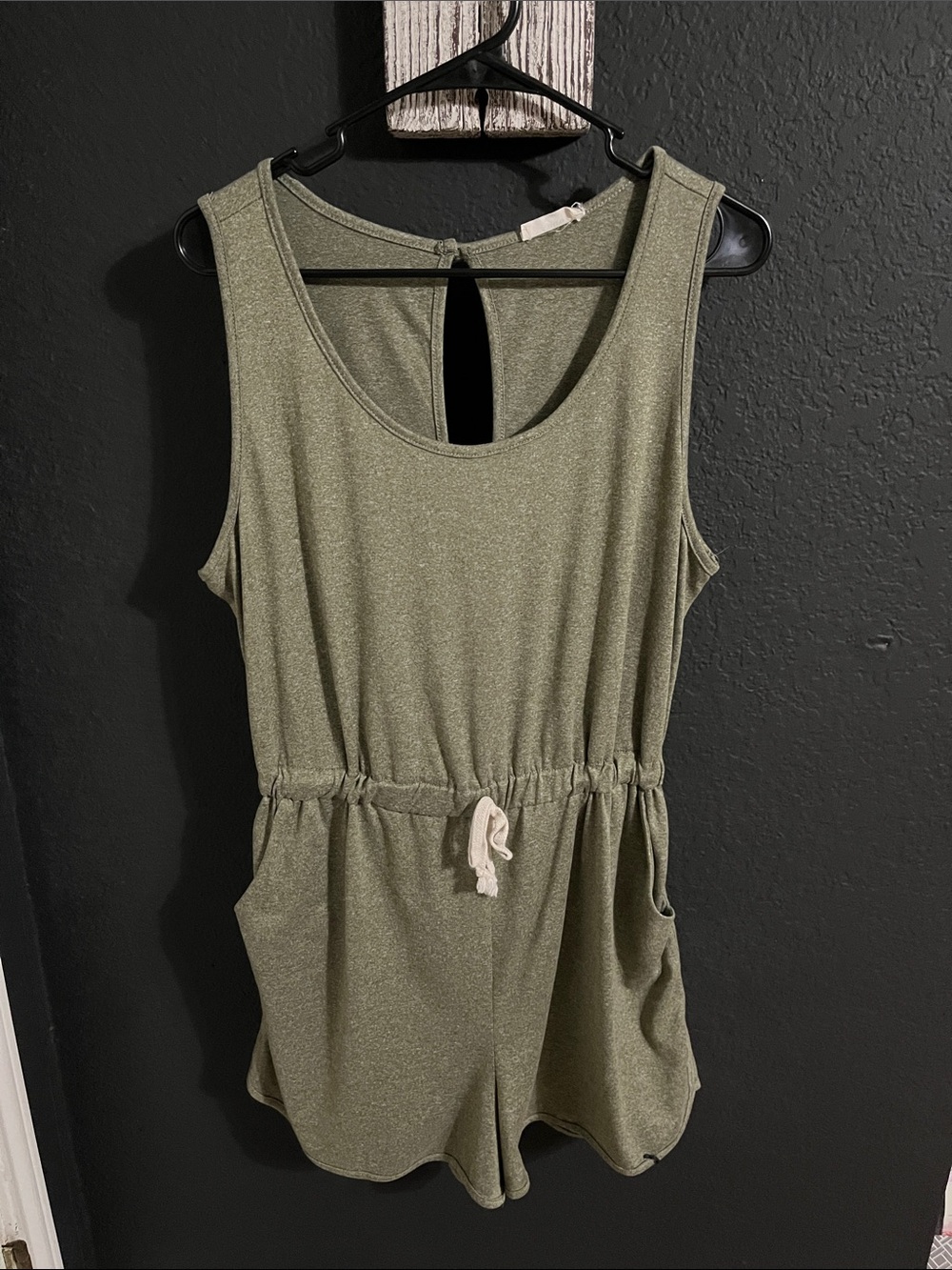 entro Olive Green Sleeveless Drawstring Romper